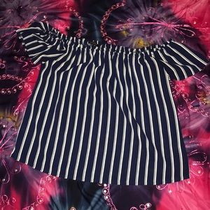 Off-the-Shoulder Stripped Shirt